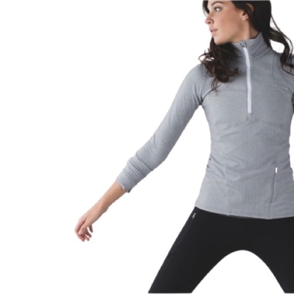 Women's 6 Lululemon Kanto Catch Me Half Zip Pullover Heathered White Slate - Picture 1 of 13